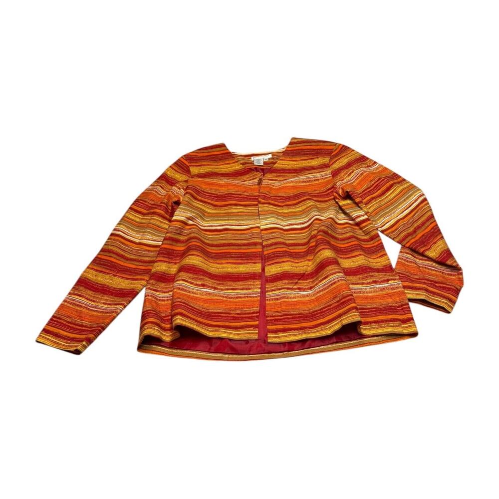 Coldwater Creek Blazer Jacket Women's Medium Multicolor Striped 100% Silk Lined
